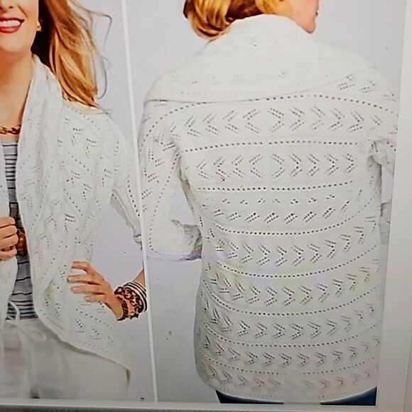 Cabi White Cable Knit Circle Cardigan Sweater Size m - Picture 1 of 8